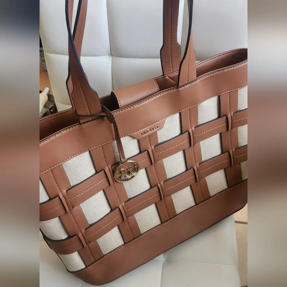 Nine West Brown and Cream Tote Bag‎